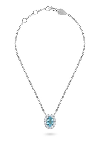 Aquae Jewels white Necklace Princess on Precious Stone 18K Gold and Diamonds - White Gold,Aqua Marine 10B9BAC7C0A234GS_1