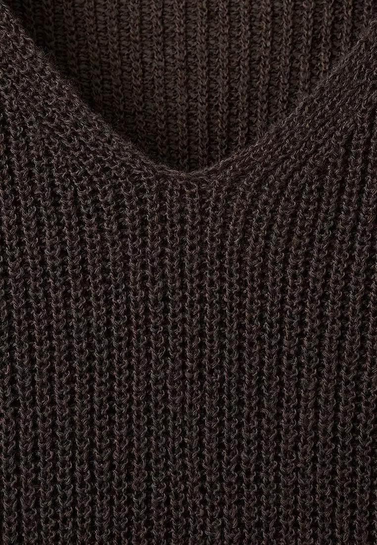 V-Neck Openwork Knitted Sweater