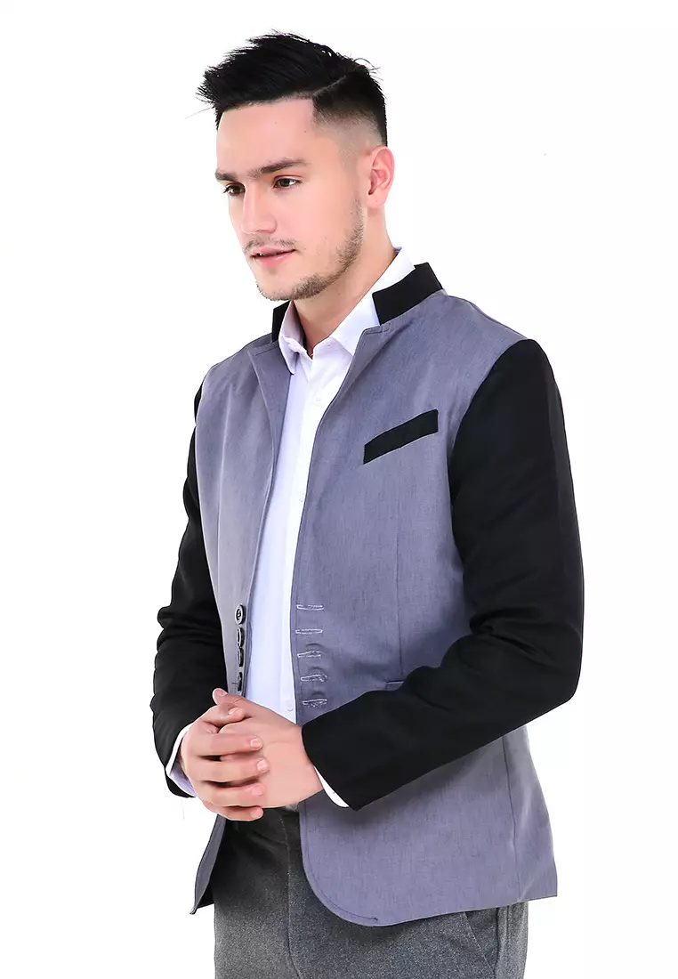 Woreq Jas Blazer Pria Two Tone Five Button Formal Longsleeve Suit Material High Twist ORIGINAL