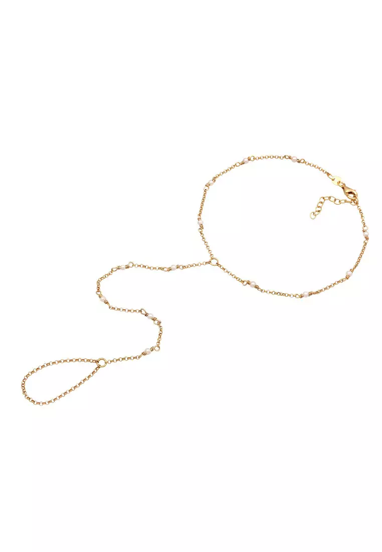 Gelang Kaki Perhiasan Perak 925 Wanita Shell Pearl Gold Plated