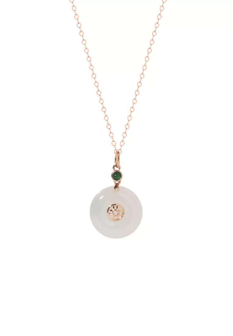 TOMEI Nephrite Series Necklace, Rose Gold 750