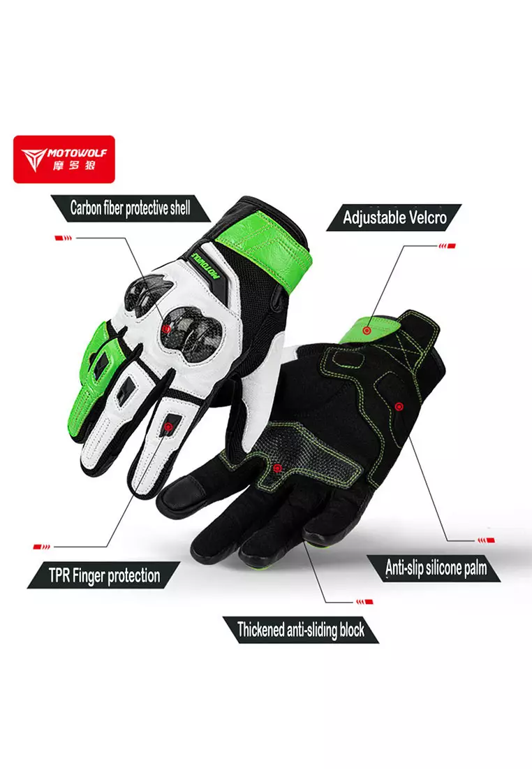 Motowolf MDL0346 Full Gloves- Black/Red