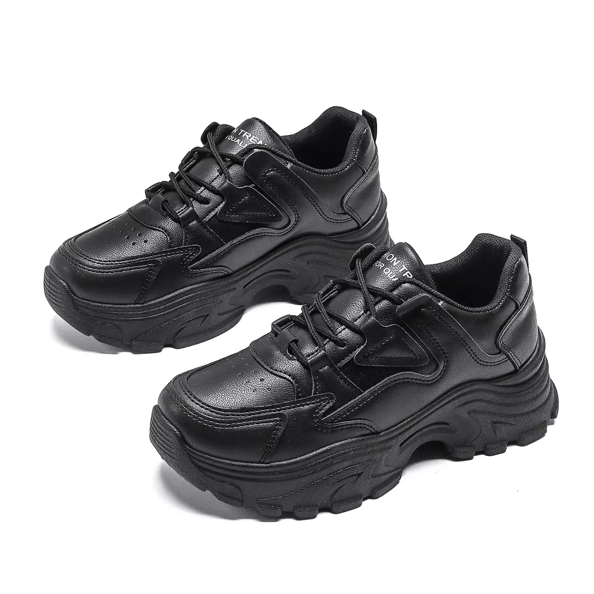 LURAD Sepatu Wanita Hitam Putih Polos Hak Tinggi Sneakers Cewek SM21