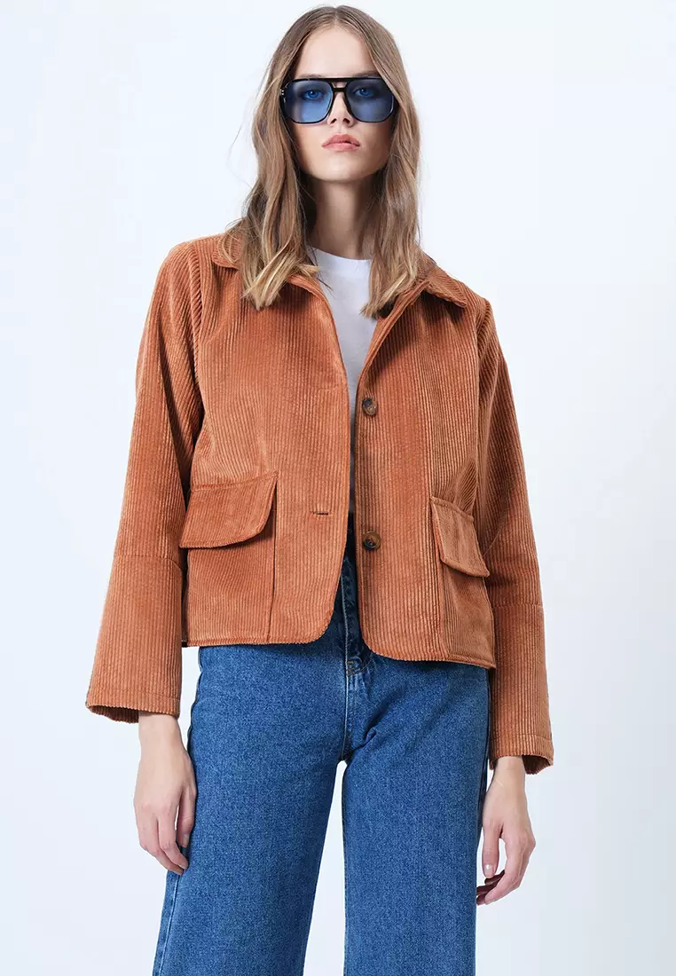Double Pocket Wide Cuff Corduroy Jacket