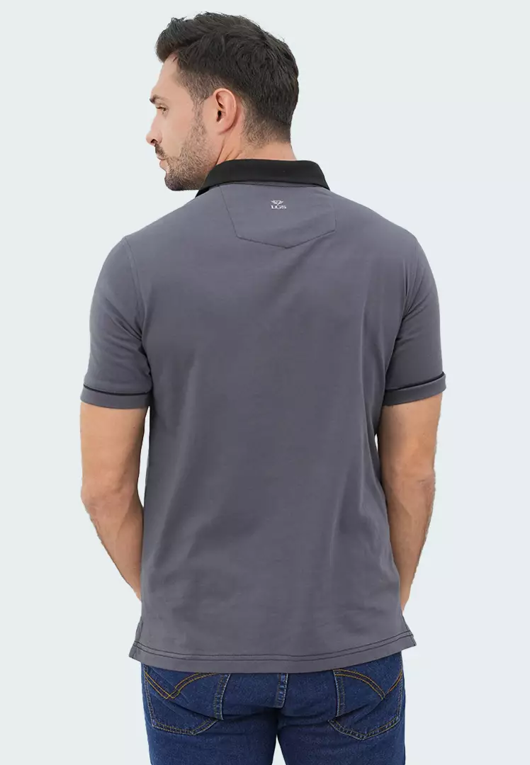 LGS - Kaos Polo - Kerah Hitam - Slim Fit - Abu - JWS.325.J3351F.01.C