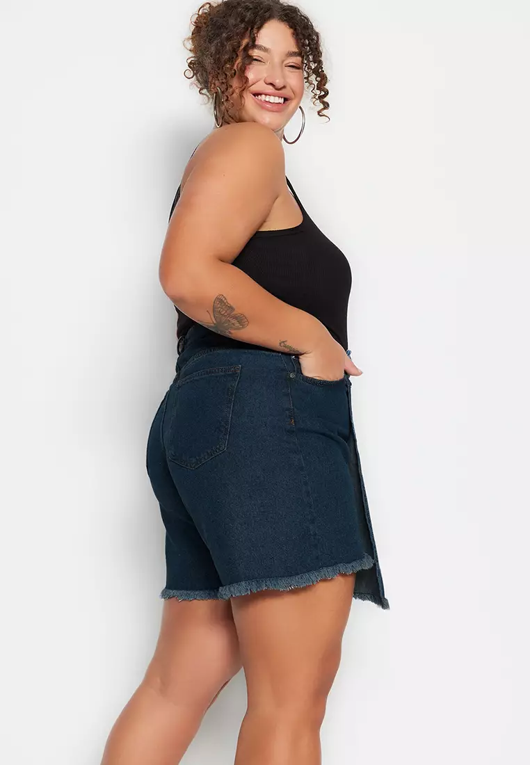 Plus Size High Waist Denim Skort