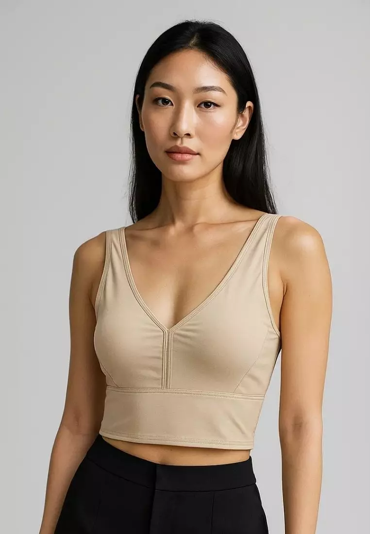 Premium Summer Seamless Plus Size Bralette Top in Nude