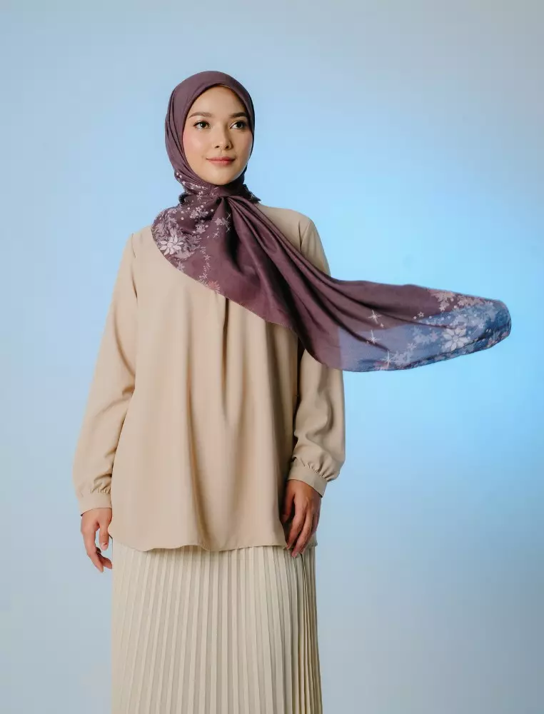 ZANIAH Scarf Coffee Quartz - Kerudung Hijab Segiempat Motif With Pouch Ziplock - Bahan Poly Fine - Ukuran 110x110