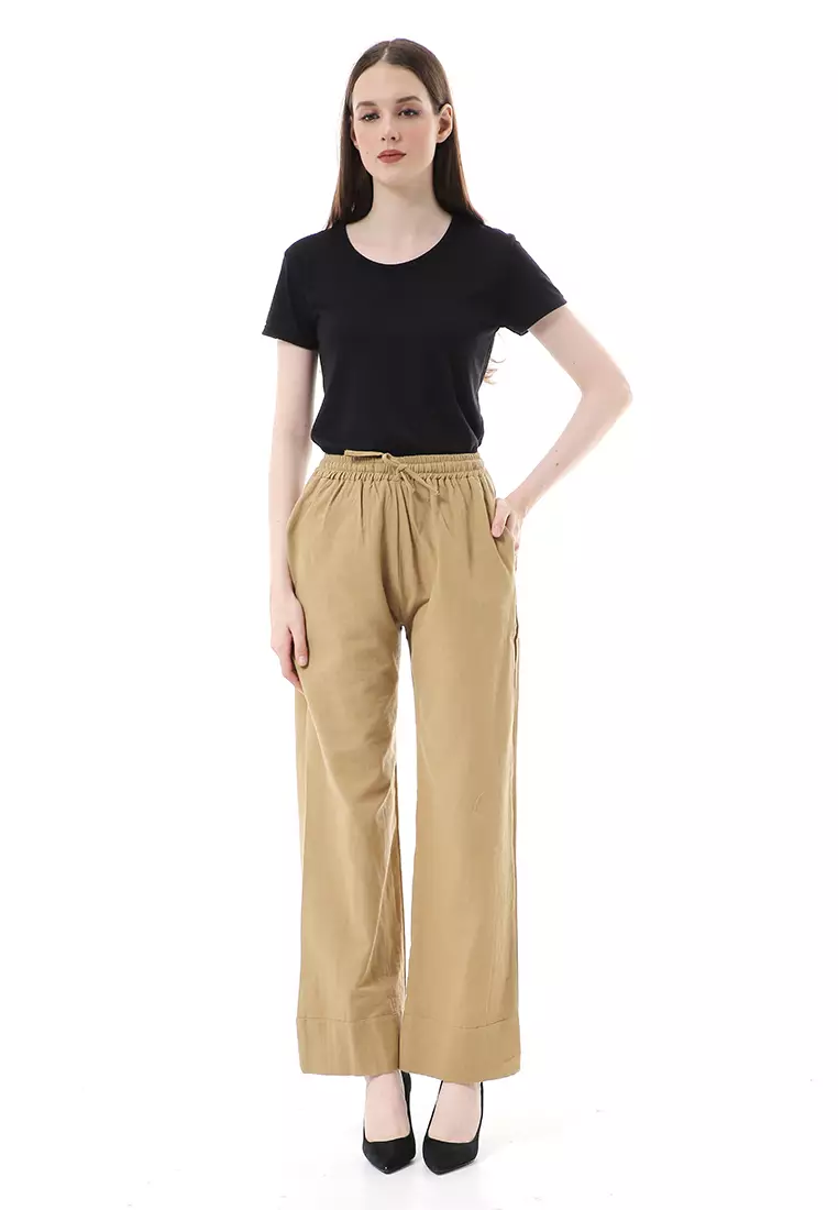 Farah Cullote Pants Design Simple Casual Relaxed Fit - Brown