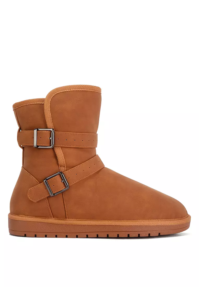 Discount on London Rag  shoes - SKU: Brown Buckle Strap Detail Boots