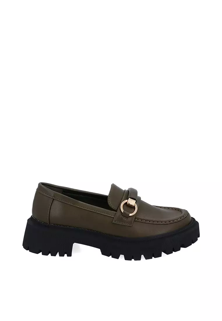 Discount on Carlo Rino  shoes - SKU: Dark Green Caryn Buckle Loafers