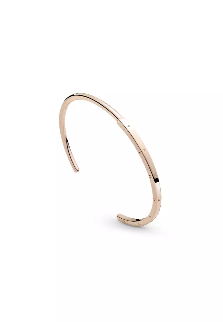 Pandora Signature I-D Bangle with 14K Rose Gold-Plated