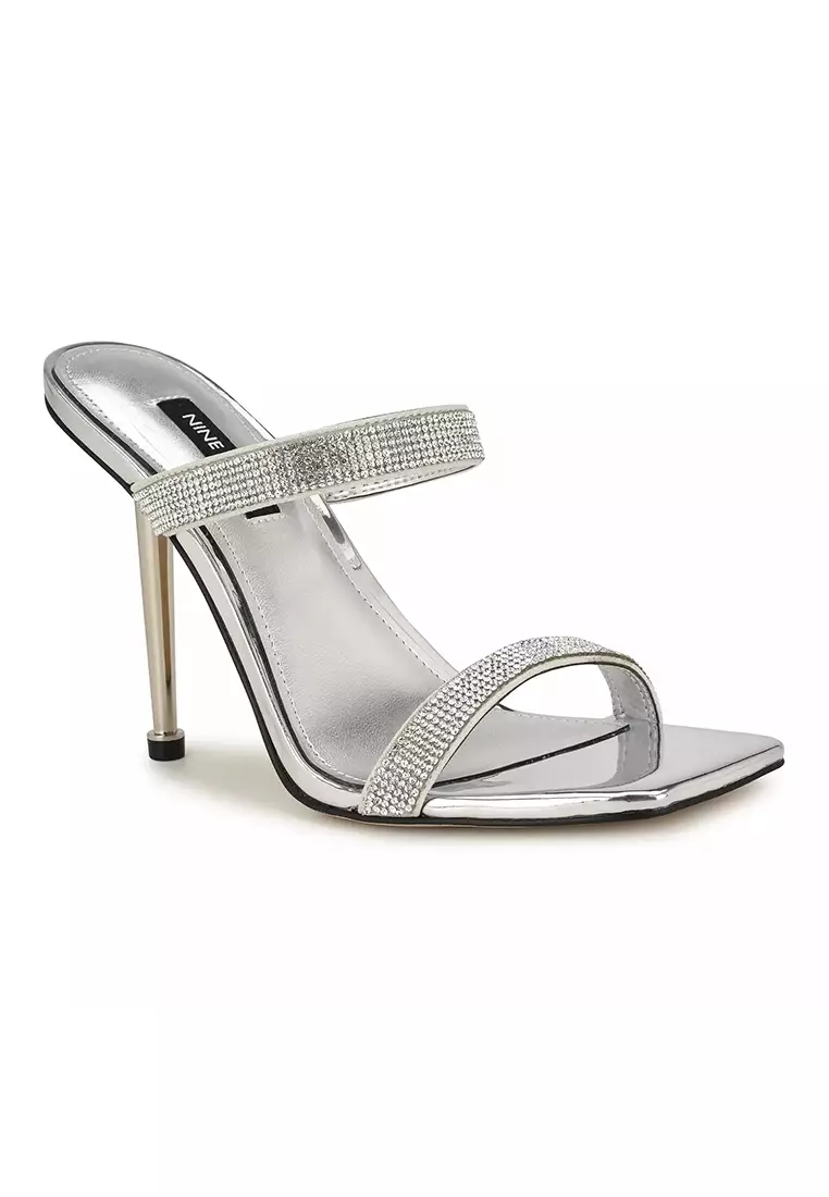 Yogirl2 Square Toe Slip- On Dress Sandals Silver