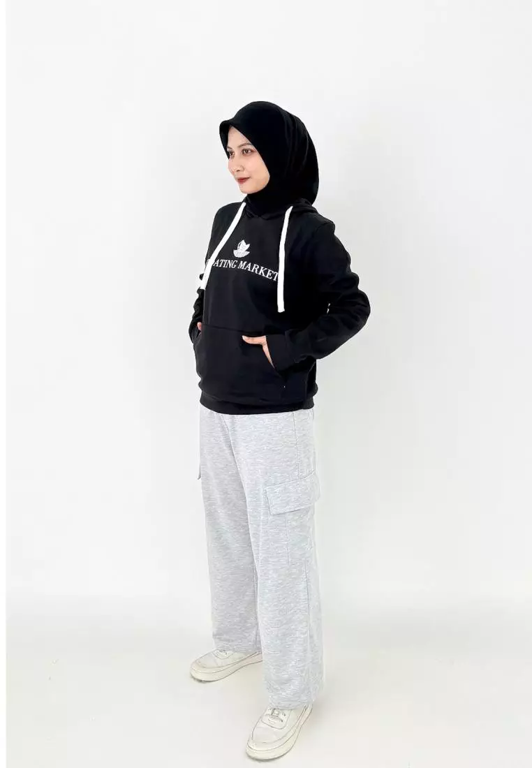 Set Sporty Vania (Setelan Hoddie Cargo Sweatpants) FLOATING - Fit BB 80 kg