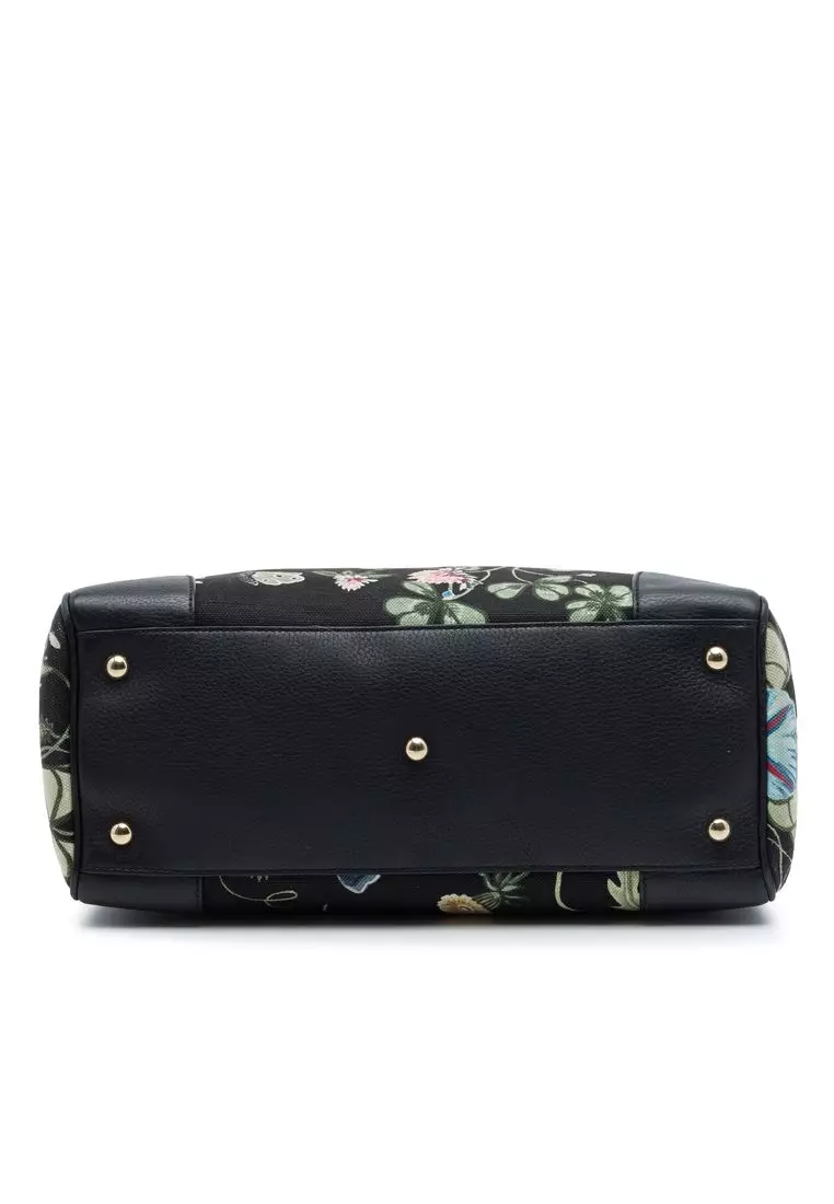 Pre-Loved Gucci Medium Canvas Flora Knight Bamboo Shopper Satchel