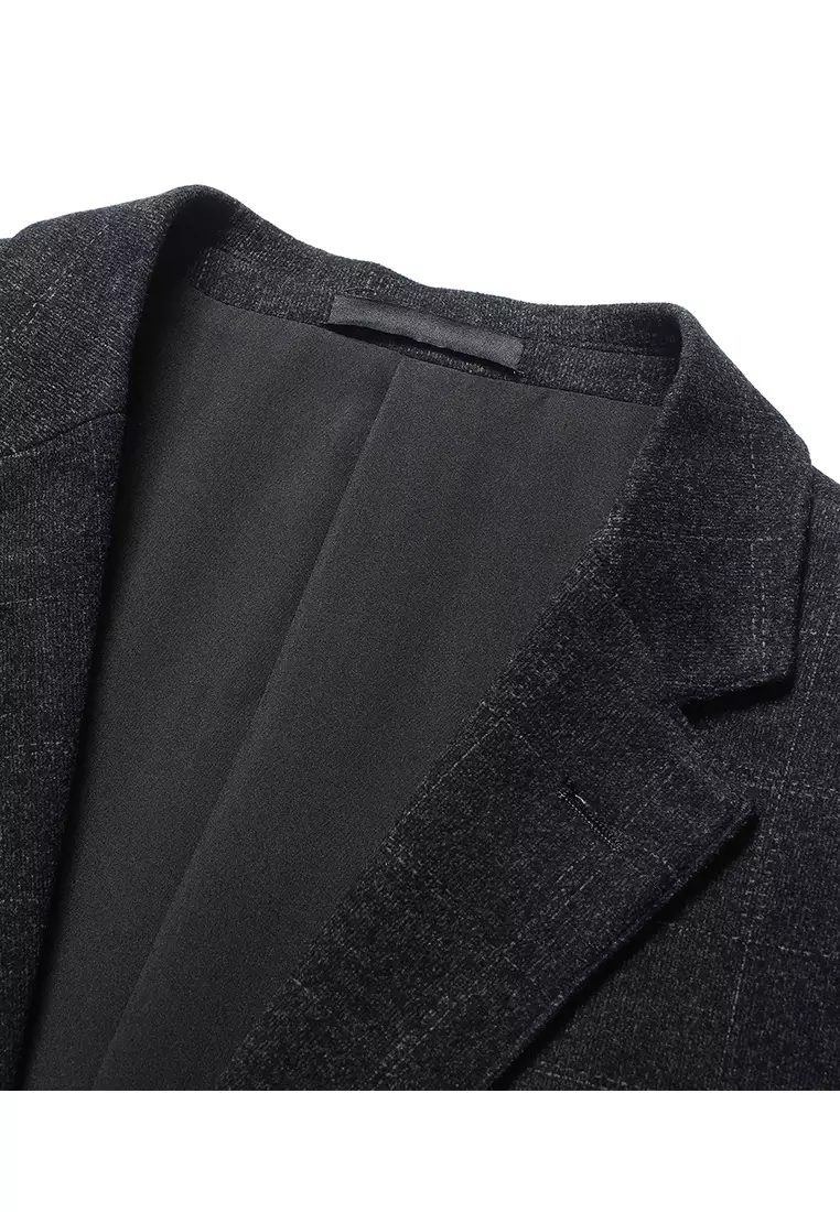 Elastic Plaid Suit Jacket LB6625