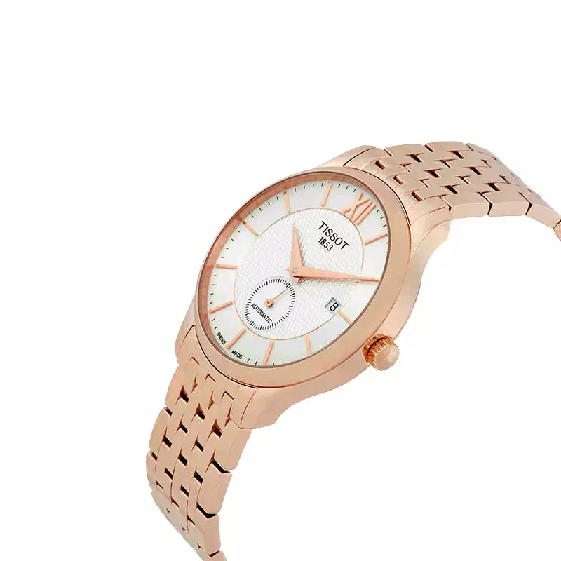 Jam Tangan Pria Tissot T-Classic T063.428.33.038.00 Tradition Automatic Small Second Rose Gold Stainless Steel Strap