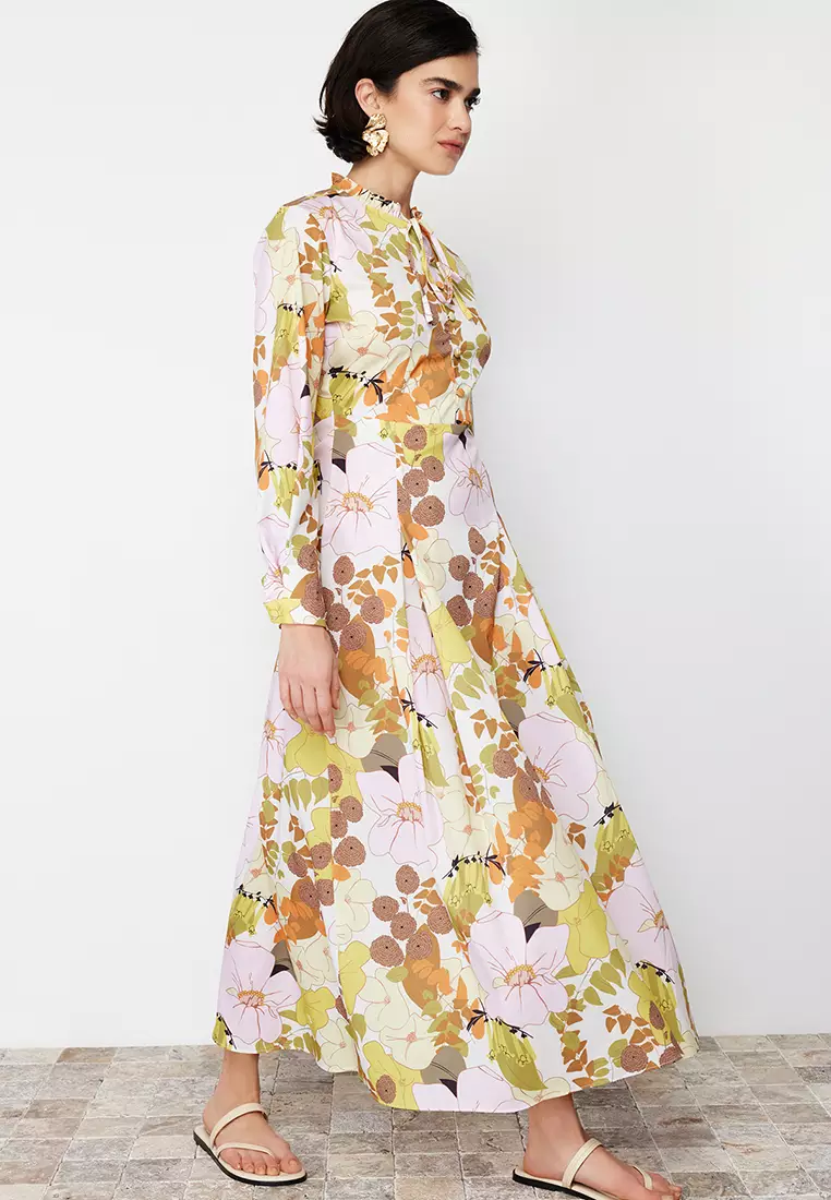 Bow Collar Maxi Dress