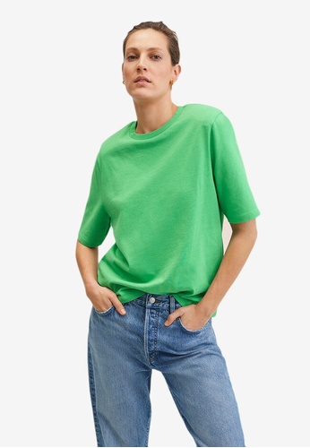 Mango green Short-Sleeved T-Shirt With Shoulder Pads 323FFAA8E53A8CGS_1