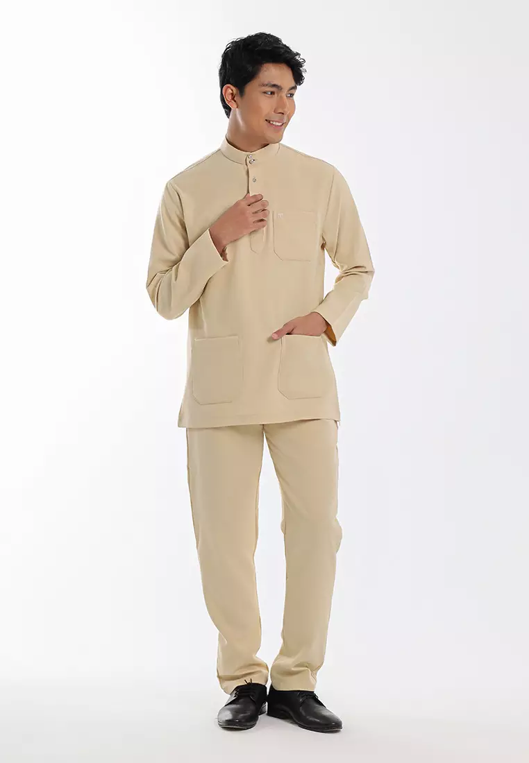 Alain Delon Baju Melayu Cekak Musang Dewasa - 19026002-80BiscottiBrown