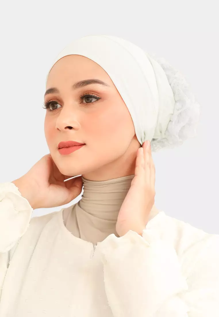 Ciput Hijab Brukat Inner Turkey Brocade - Snow White