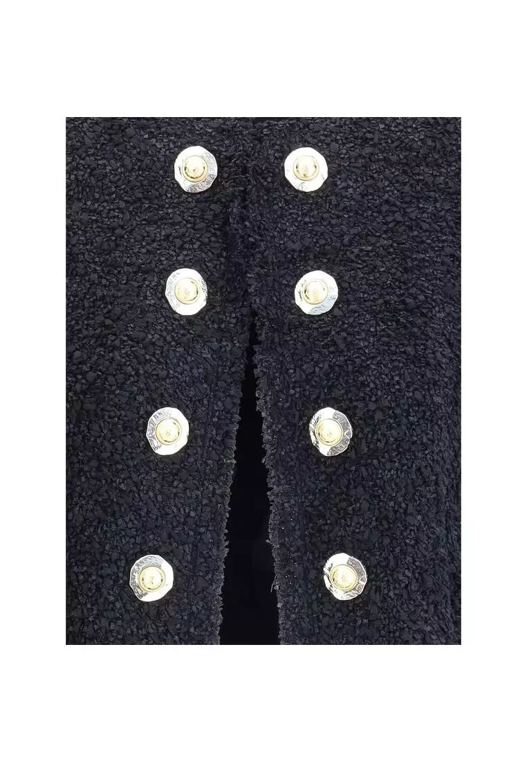 Balmain Tweed Spencer Jacket with Gold Coin 2025 Buy Balmain