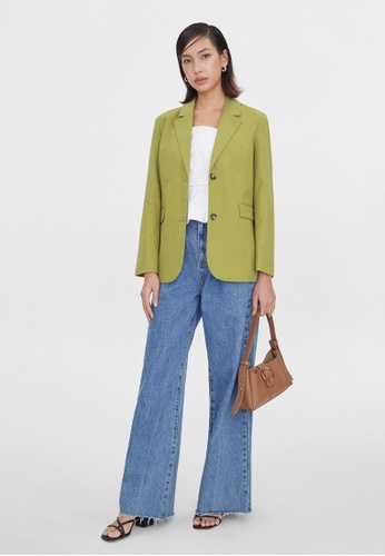 Buy Pomelo Double Button Oversized Blazer Green Online Zalora Singapore