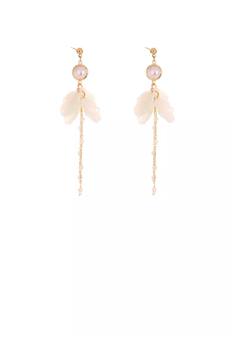 White and best sale gold tassel earrings
