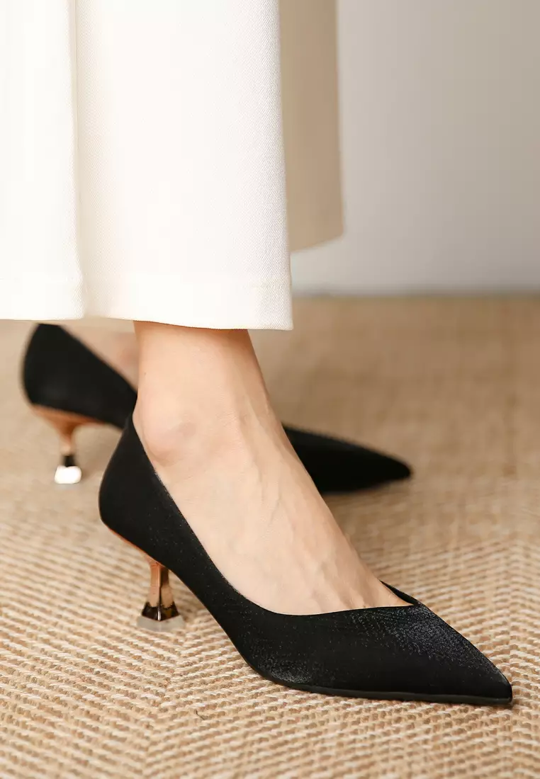 6CM Pointy Satin Fabric Pumps XJ317-1