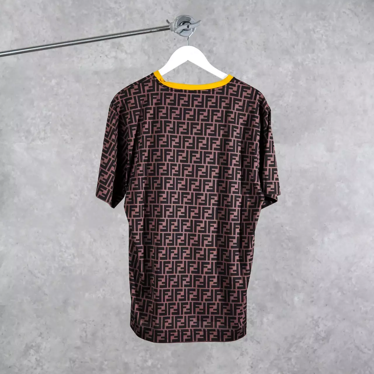 Kaos FENDI FF MONOGRAM SIGNATURE BLACK BROWN TSHIRT 100% ORIGINAL