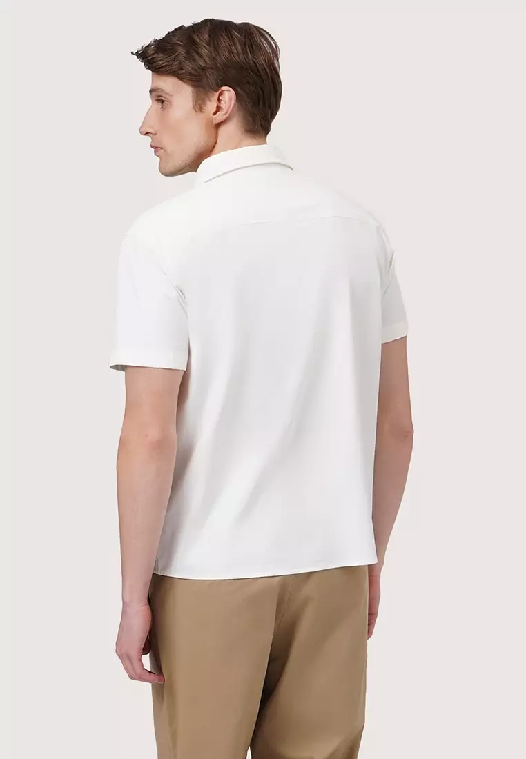Regular Fit Short Sleeve Shirt In Stretch Woven Fabric