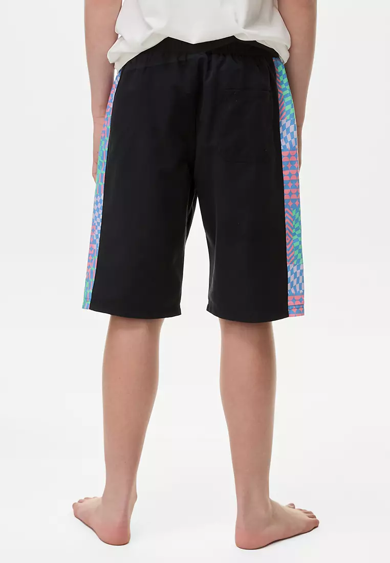 Printed Side Tape Swim Shorts