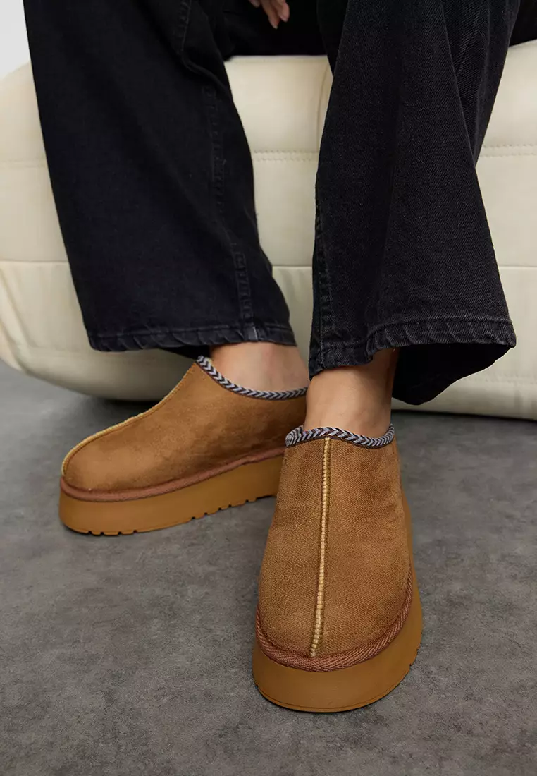 Tan Sheepskin Thick Sole Boots