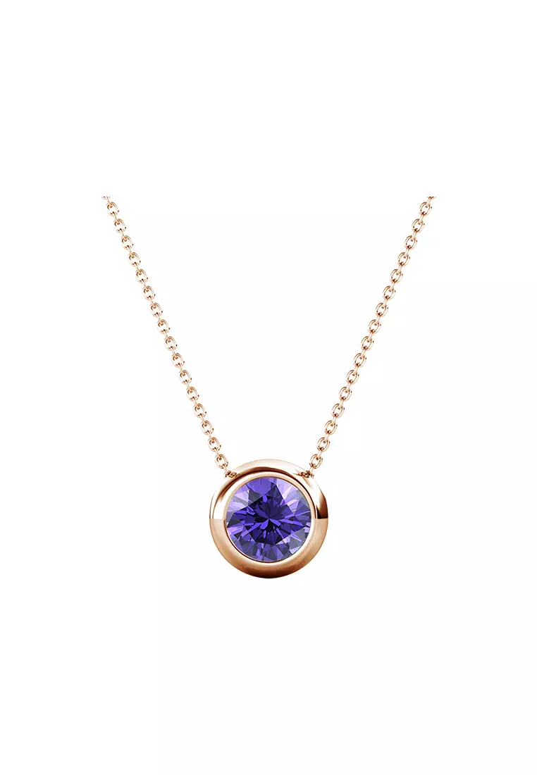 Birth Stone Moon Pendant February Amethyst RG - Kalung Crystal Swarovski by Her Jewellery