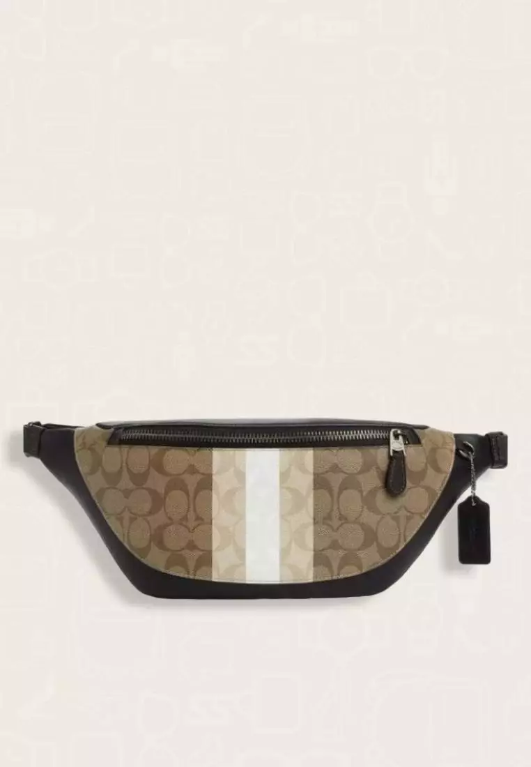 Jual Coach Coach Warren Belt Bag In Blocked Signature Canvas With