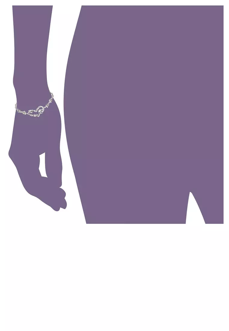 Genuine Love Heart Shape Bracelet with Silver Austrian Element Crystals and CZ Beads