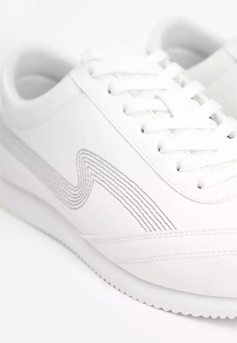 Men's PU Lace-Up Sneakers with Contrast Stitch Detail