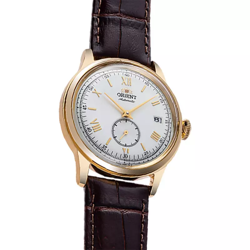 Jam Tangan Pria Orient Classic RA-AP0106S Bambino 38 Small Seconds Automatic Silver Dial Brown Leather Strap