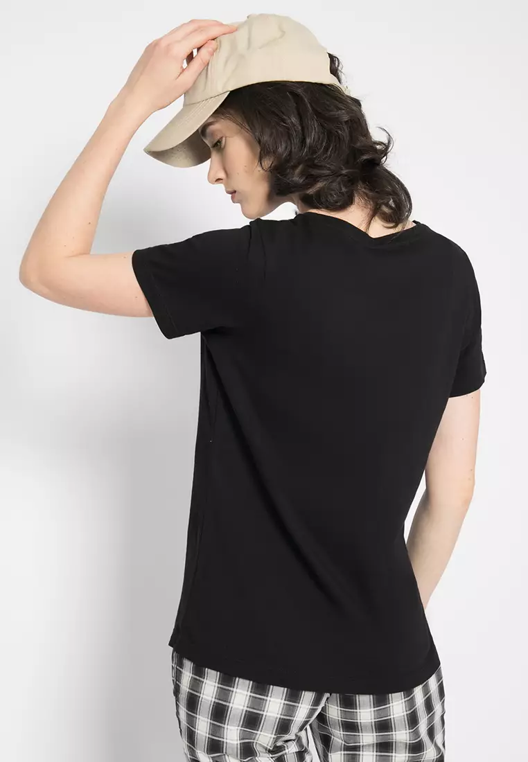 LGS - Kaos Wanita - Lengan Pendek - Motif Sablon Love  - Warna HItam - LTS.555.Q1083.018.C