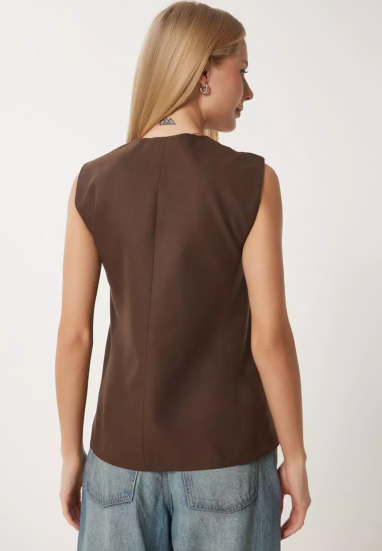 V Neck Nubuck Vest