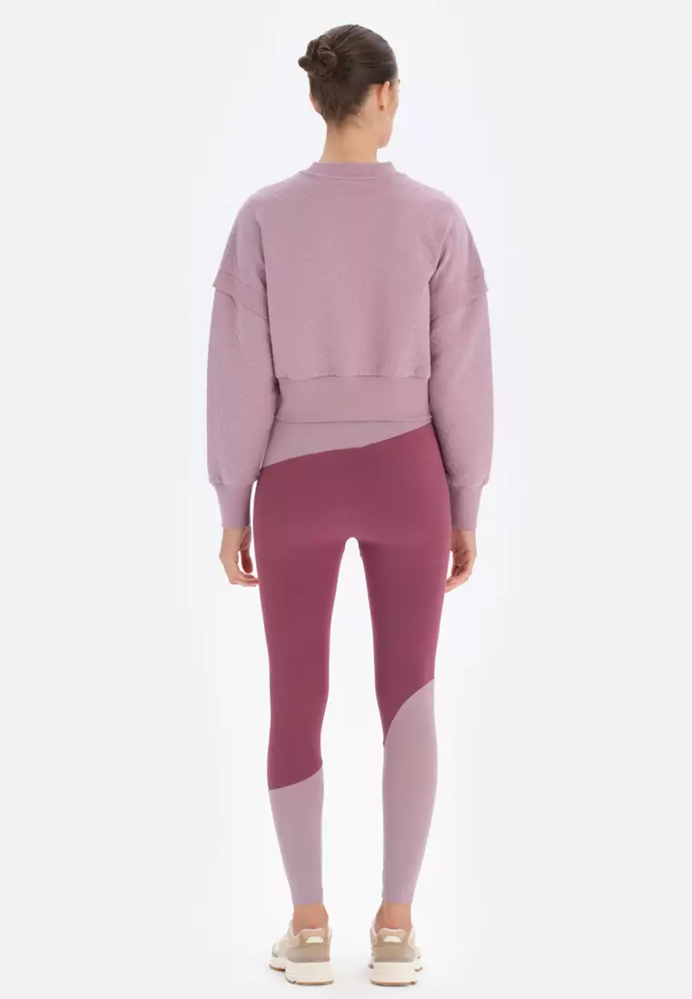 Lilac Sweatshirt, Crew Neck, Cropped, Long Sleeve Activewear for Women