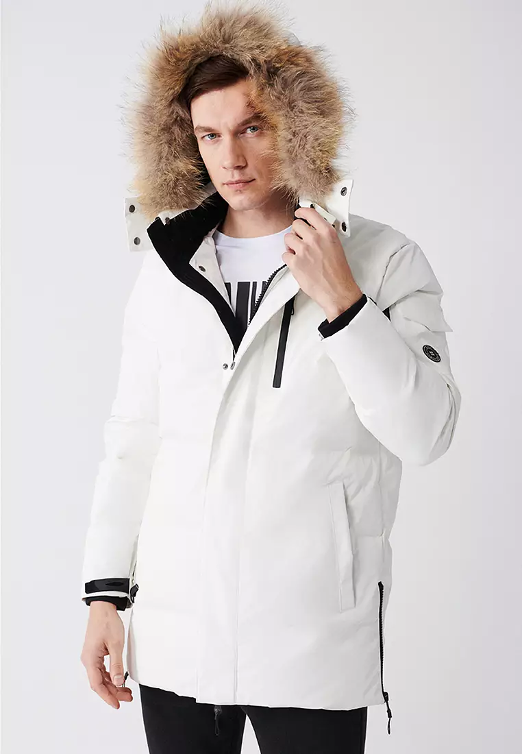 Puffer Jacket with Faux Fur Collar