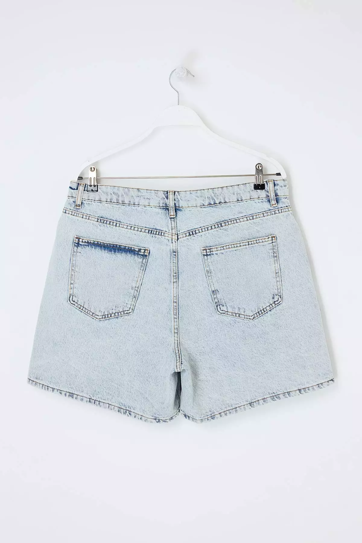 Blue High Waist Wide Leg 100% Cotton Non-Stretch Plus Size Shorts Skirt Tbbss25Ap00032