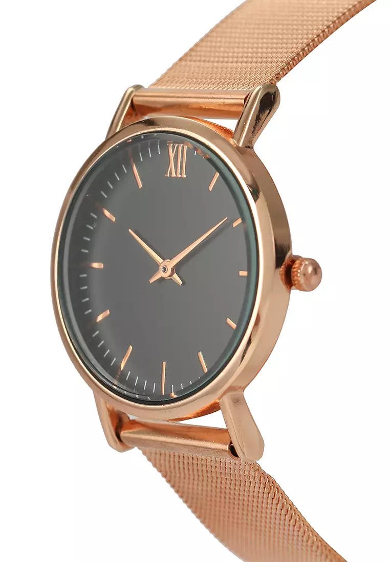 Gold face watch hot sale with leather band