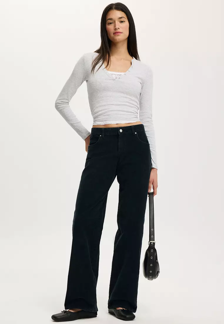 Low Rise Straight Cord Pants