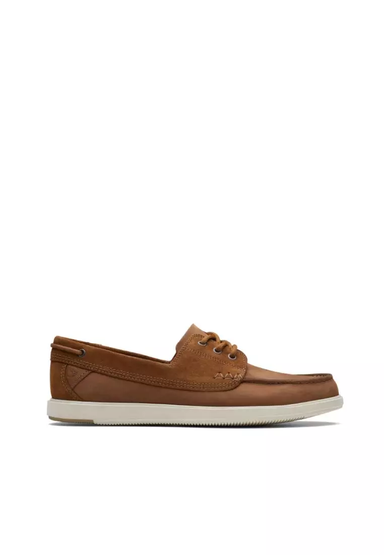 Clarks Bratton Boat Dark Tan Nubuck Mens Casual Shoes