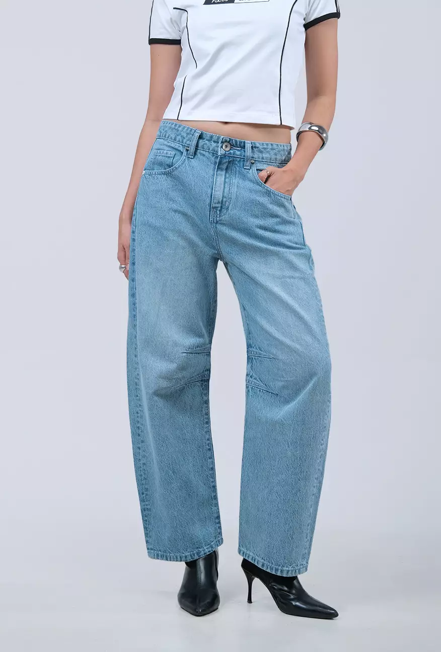 Celana Jeans Wanita Barnet Barrel Light Blue
