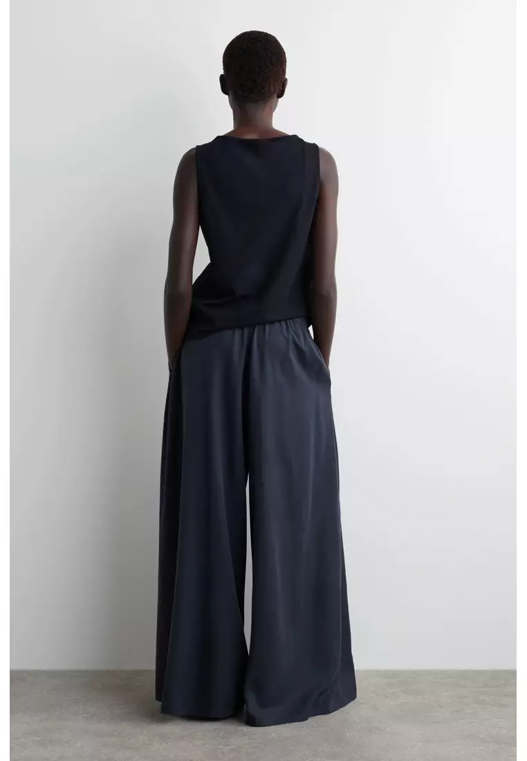 TWILL PALAZZO TROUSERS