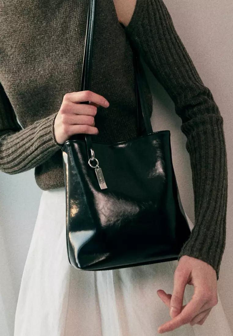 LOME Vegan Leather Shoulder Bag Black