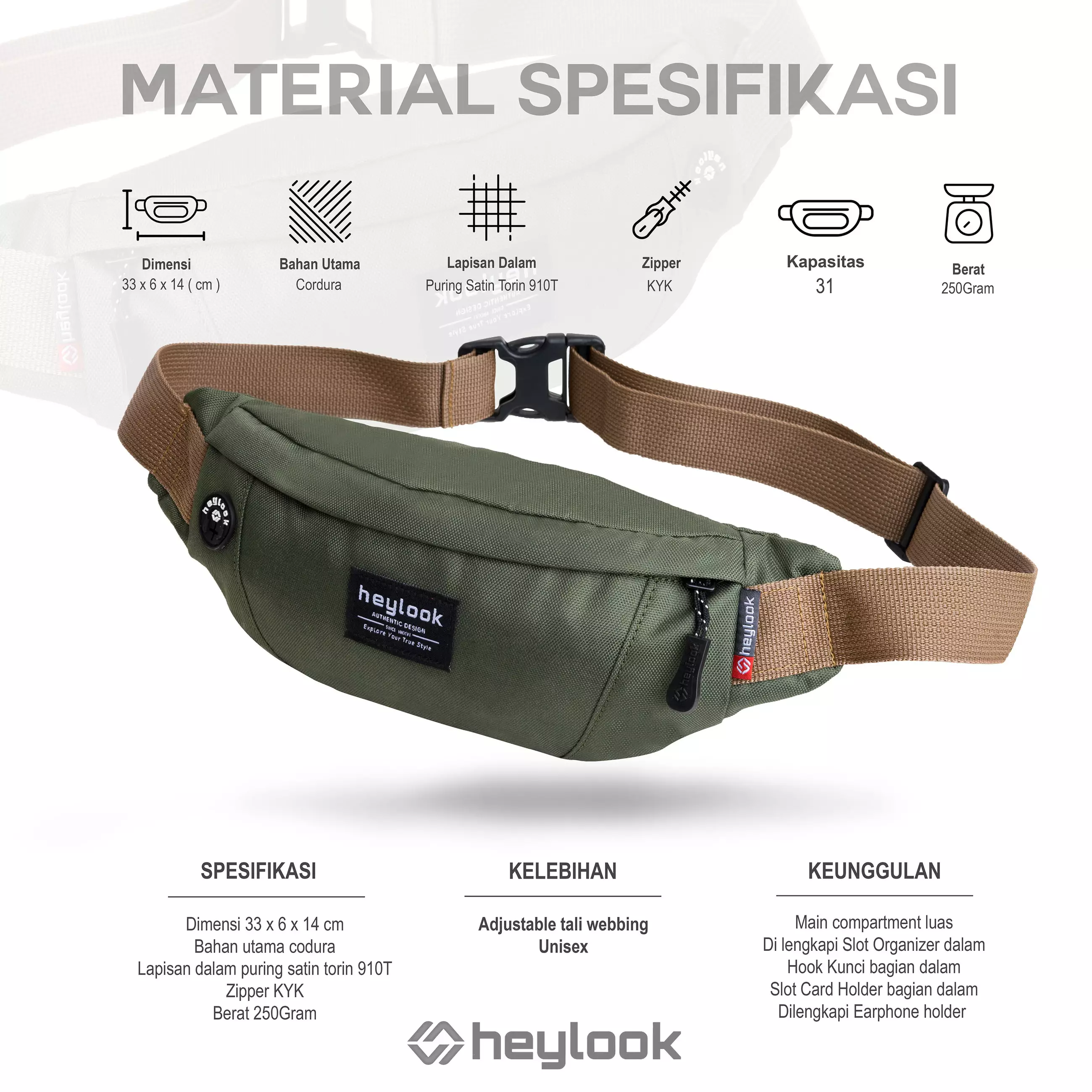 Jual Heylook Heylook Official Tas Selempang Pria Terbaru Waist Bag Trex Pria Anti Air Anti